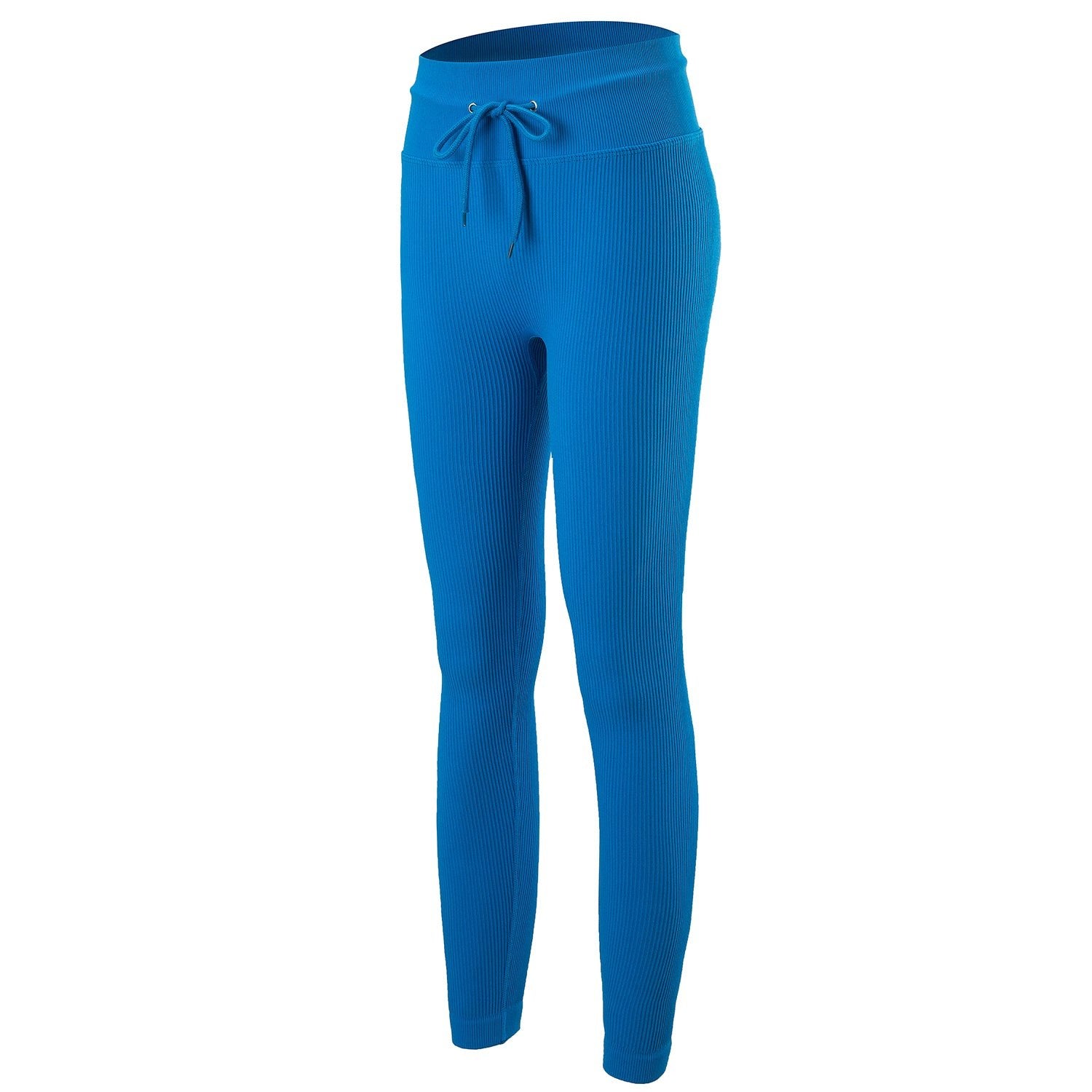 Blue Rib Knit Drawstring High Waisted Legging - Zealous