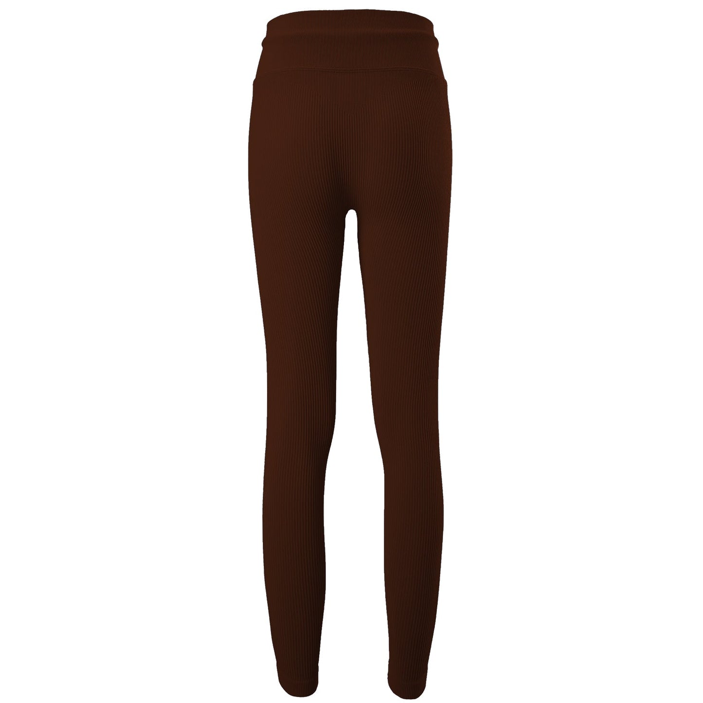 Brown Rib Knit Drawstring High Waist Legging - Zealous