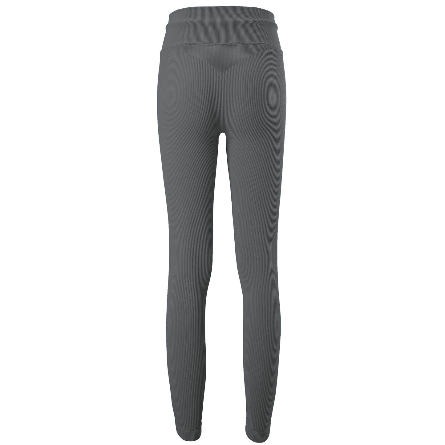 Gray Rib Knit Drawstring High Waist Legging - Zealous