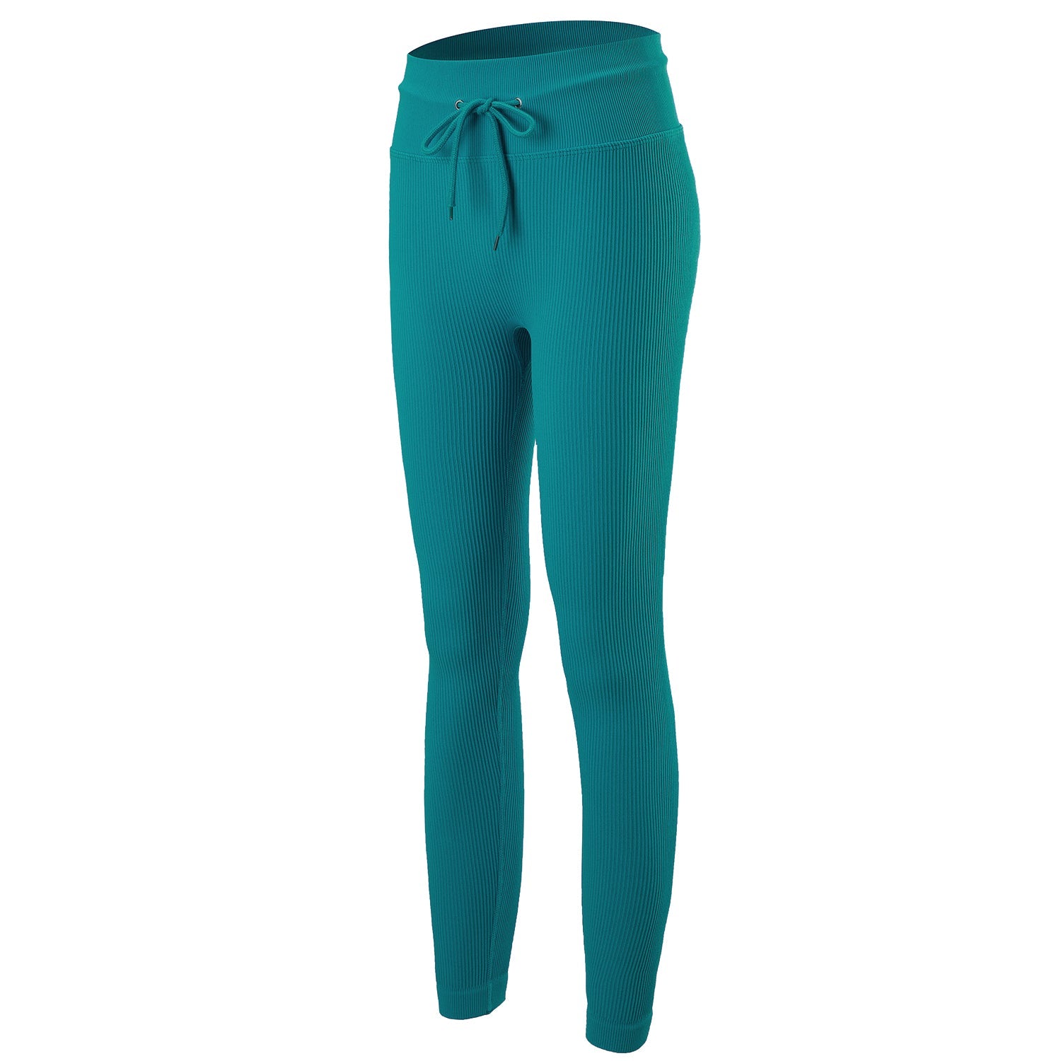 Lake blue Rib Knit Drawstring High Waisted Legging - Zealous