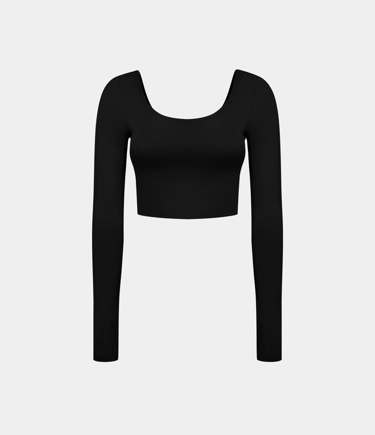 U-Neck Thumb Hole Backless Twisted Cropped Sports Top - Zealous