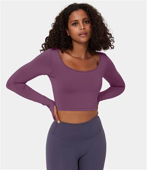 U-Neck Thumb Hole Backless Twisted Cropped Sports Top - Zealous