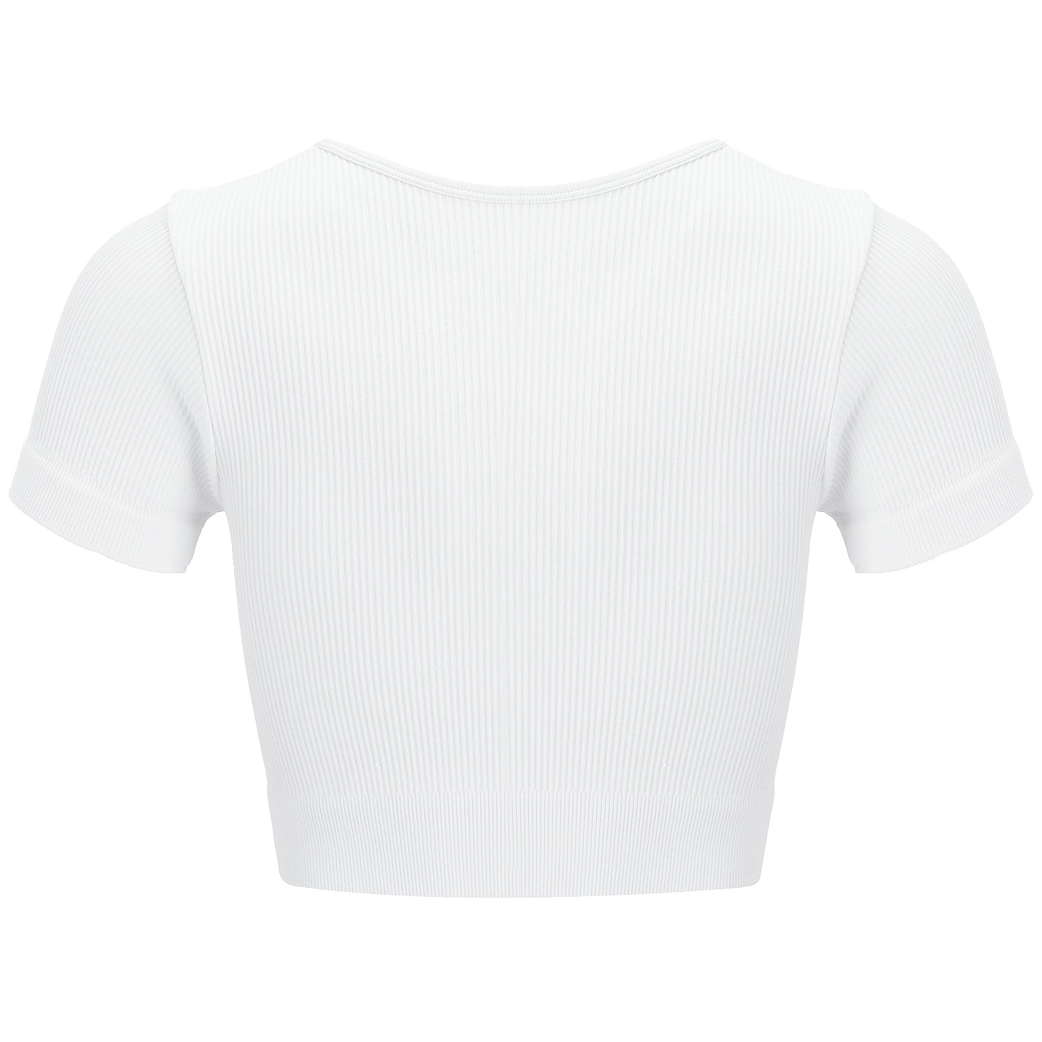 White Rib Knit Short Sleeve Zip-Front Top - Zealous